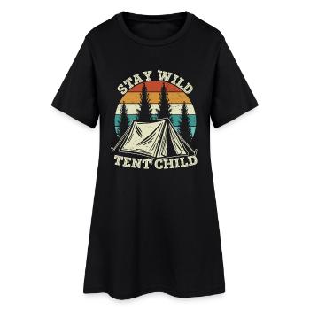 Séjour Wild Tente Enfant Camping En Plein Air - Robe T-shirt Femme - noir - Devant