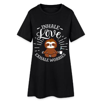 Inspirez l’amour Expirez les soucis La paresse - Robe T-shirt Femme - noir - Devant