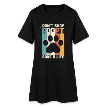 Dont Shop Adopt Cat Rescue Tierrechte - Frauen T-Shirt-Kleid - Schwarz - Vorne