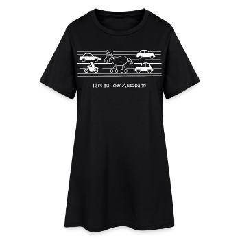 sur l’autoroute, la circulation, la route, la voiture, les roues - Robe T-shirt Femme - noir - Devant