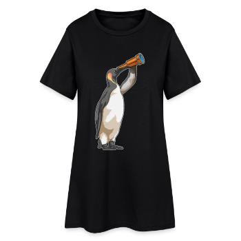 Pinguin Fernglas - Frauen T-Shirt-Kleid - Schwarz - Vorne