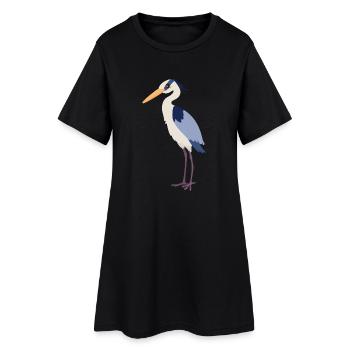 Heron Bird Kawaii Illustration de dessin animé pour - Robe T-shirt Femme - noir - Devant