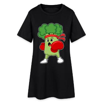 Brokkoli Boxer Boxhandschuhe Boxen - Frauen T-Shirt-Kleid - Schwarz - Vorne