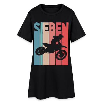 Motocross 7 Jahre Kindergeburtstag 7. Geburtstag - Frauen T-Shirt-Kleid - Schwarz - Vorne