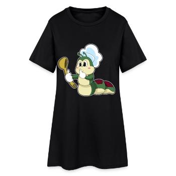 Raupe Koch Kochlöffel Kochen - Frauen T-Shirt-Kleid - Schwarz - Vorne