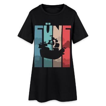 Piratenschiff 5 Jahre Piraten - Frauen T-Shirt-Kleid - Schwarz - Vorne