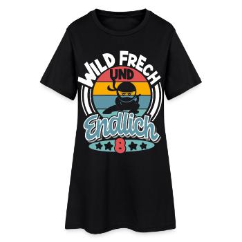 Ninja 8 Jahre Geburtstag Kinder - Frauen T-Shirt-Kleid - Schwarz - Vorne