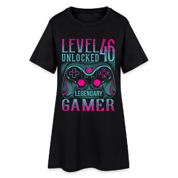 46. Geburtstag Level 46 Gamer Gaming Zocken - Frauen T-Shirt-Kleid - Schwarz - Vorne