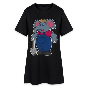 Éléphant en tant qu’agriculteur avec pelle - Robe T-shirt Femme - noir - Devant