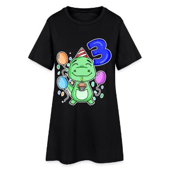 3 ans - Dinosaures - Cadeau de 3ème anniversaire - Robe T-shirt Femme - noir - Devant