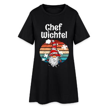 Chef Wichtel Vintage Weihnachts Gnom - Frauen T-Shirt-Kleid - Schwarz - Vorne