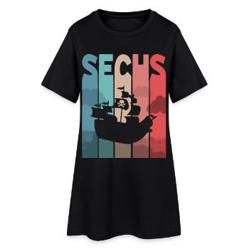 Piratenschiff 6 Jahre Kinder - Frauen T-Shirt-Kleid - Schwarz - Vorne