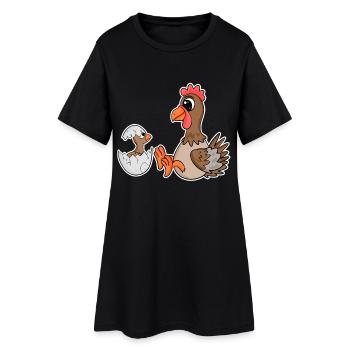 Poulet avec bébé poulet - Robe T-shirt Femme - noir - Devant