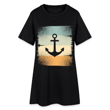 Anker - Frauen T-Shirt-Kleid - Schwarz - Vorne