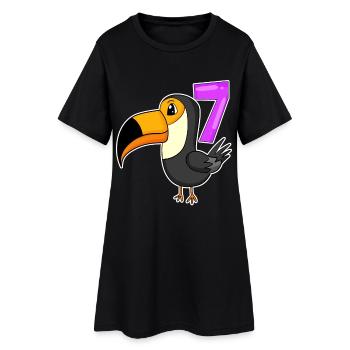 7 years old - 7th birthday - toucan bird motif - Women’s T-Shirt Dress - black - Front