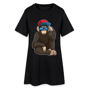 Affe Sonnenbrille - Frauen T-Shirt-Kleid - Schwarz - Vorne