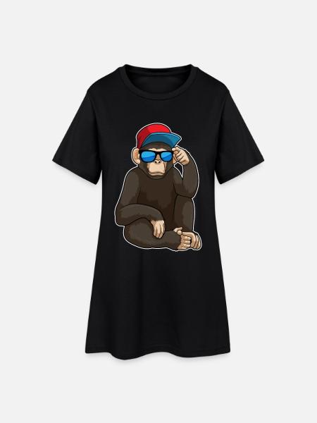 Affe Sonnenbrille - Frauen T-Shirt-Kleid - Schwarz