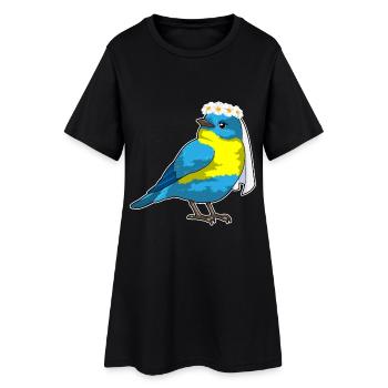 Vogel Braut Blumenkranz Hochzeit - Frauen T-Shirt-Kleid - Schwarz - Vorne