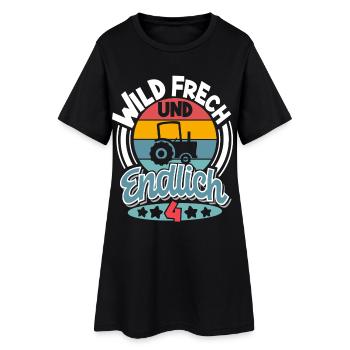 Traktor 4. Geburtstag Kinder 4 Jahre - Frauen T-Shirt-Kleid - Schwarz - Vorne