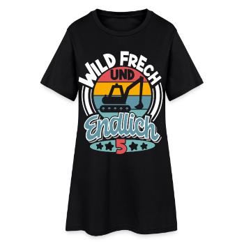 5 Jahre Kindergeburtstag Bagger - Frauen T-Shirt-Kleid - Schwarz - Vorne