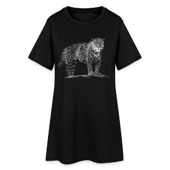 Leopard - Frauen T-Shirt-Kleid - Schwarz - Vorne