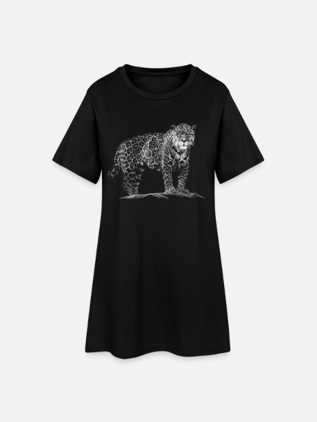 Léopard - Robe T-shirt Femme - noir
