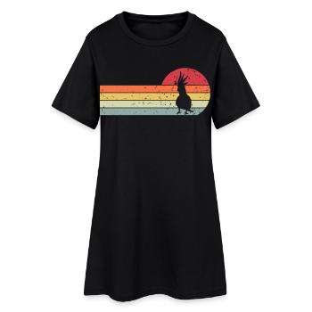 Kakadu - Frauen T-Shirt-Kleid - Schwarz - Vorne