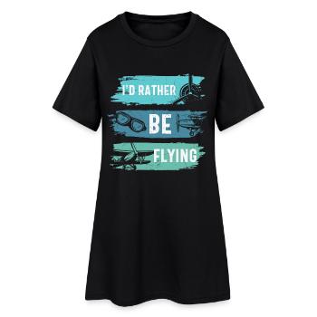 Ich fliege lieber lustiger Flugzeugpilot - Frauen T-Shirt-Kleid - Schwarz - Vorne