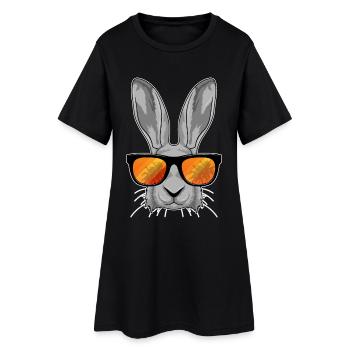 Hase Sonnenbrille - Frauen T-Shirt-Kleid - Schwarz - Vorne