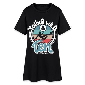 Football 10 ans fête d’anniversaire des enfants - Robe T-shirt Femme - noir - Devant