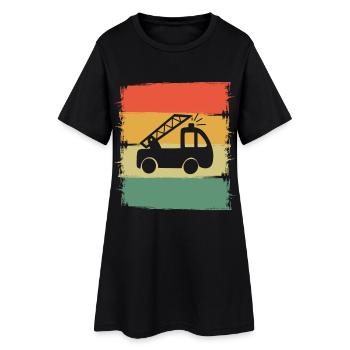 Enfants de camions de pompiers - Robe T-shirt Femme - noir - Devant
