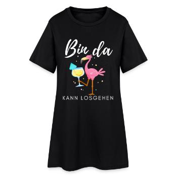 Bin da kann losgehen Flamingo - Frauen T-Shirt-Kleid - Schwarz - Vorne