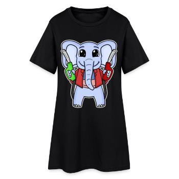 Tank attendant elephant gas station - Women’s T-Shirt Dress - black - Front