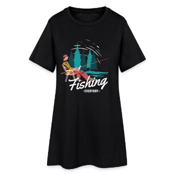 Drôle de citation de pêche Pêche tous les jours - Robe T-shirt Femme - noir - Devant