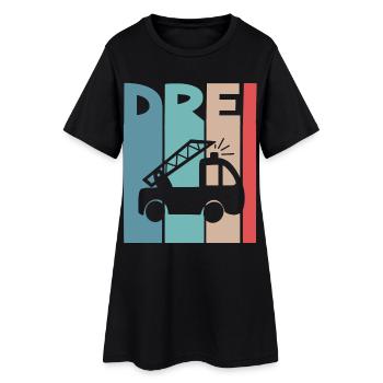 Feuerwehr 3 Jahre Kinder - Frauen T-Shirt-Kleid - Schwarz - Vorne