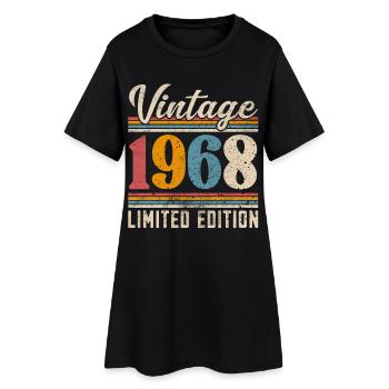 1968 Jahrgang Baujahr Geburtstag Vintage - Frauen T-Shirt-Kleid - Schwarz - Vorne