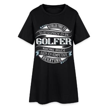 Golfer Golf - Frauen T-Shirt-Kleid - Schwarz - Vorne