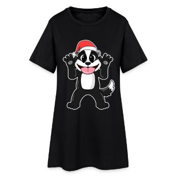 Weihnachten tier - Frauen T-Shirt-Kleid - Schwarz - Vorne