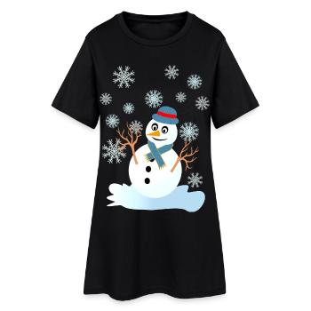 snowman and snowflakes cool christmas - Women’s T-Shirt Dress - black - Front