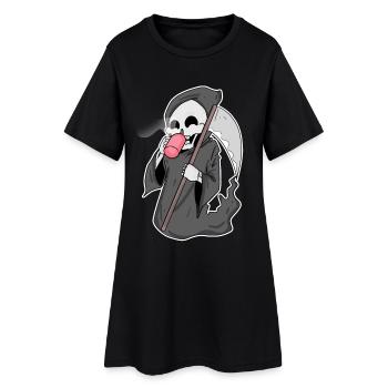 Grim Reaper with coffee - Women’s T-Shirt Dress - black - Front