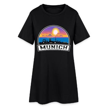 München Deutschland Skyline Vintage Sunset Travel Souve - Frauen T-Shirt-Kleid - Schwarz - Vorne