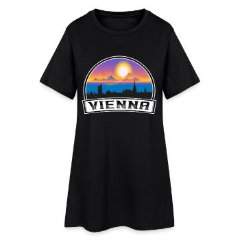 Vienne Autriche Skyline Vintage Sunset Travel Souve - Robe T-shirt Femme - noir - Devant