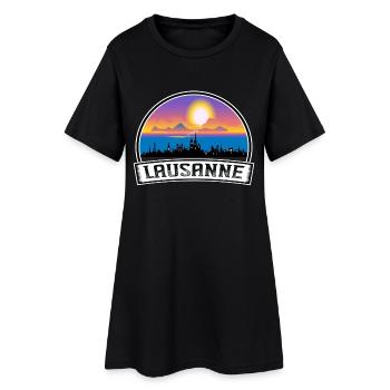 Lausanne Suisse Skyline Vintage Sunset Travel - Robe T-shirt Femme - noir - Devant