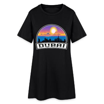 Dubaï Uae Skyline Vintage Sunset Souvenir de voyage - Robe T-shirt Femme - noir - Devant
