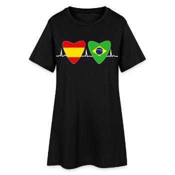 Brésil Espagnol Drapeau Brésilien Cadeau - Robe T-shirt Femme - noir - Devant