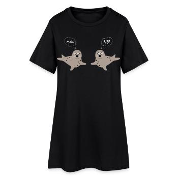 Seehund Seehunde Robbe Robben Tiere - Frauen T-Shirt-Kleid - Schwarz - Vorne