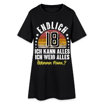 18. Geburtstag 18 Jahre - Frauen T-Shirt-Kleid - Schwarz - Vorne