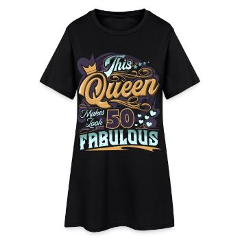 50ème Anniversaire 50 Ans Femmes Dames Reine - Robe T-shirt Femme - noir - Devant