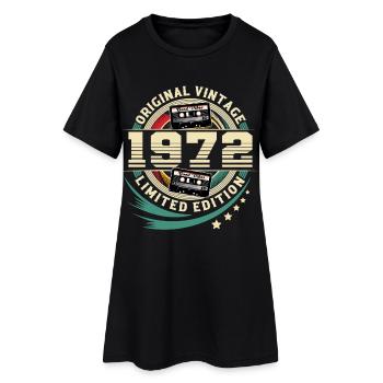 1972 Geburtsjahr Baujahr 50. Geburtstag Geburtstag - Frauen T-Shirt-Kleid - Schwarz - Vorne