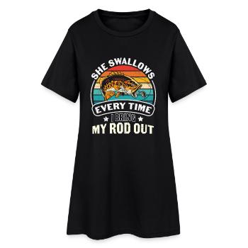 Citation de pêche Pêche qu’elle avale à chaque fois - Robe T-shirt Femme - noir - Devant